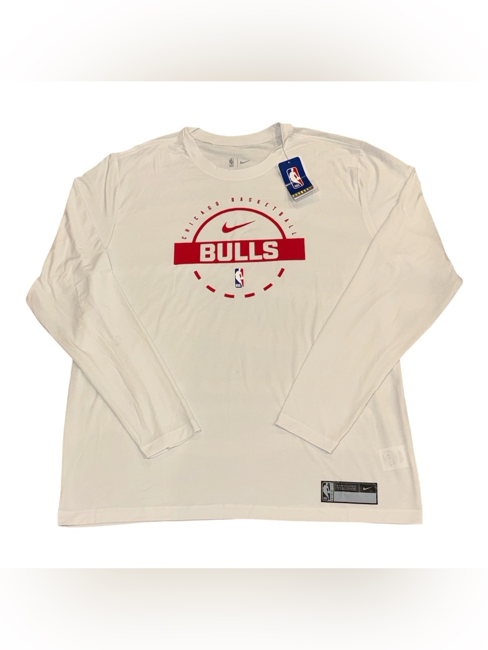NEW Nike Chicago Bulls Basketball Practice Long Sleeve White T Shirt Mens 2XL